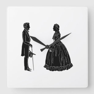 Reloj Cuadrado silueta de abraham lincoln mary todd lincoln