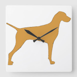 Reloj Cuadrado silueta de color vizsla