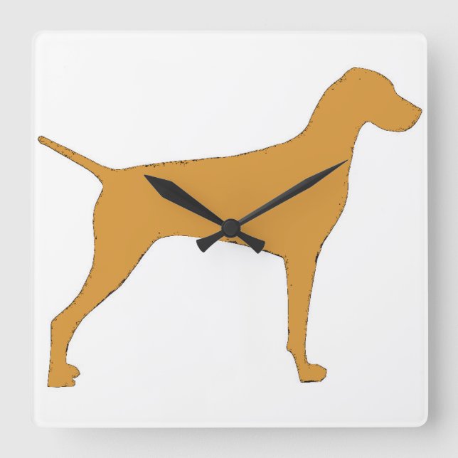 Reloj Cuadrado silueta de color vizsla (Anverso)