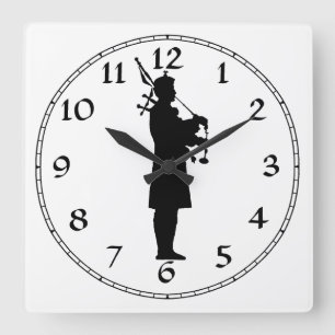 Reloj Cuadrado Silueta de gaitero 