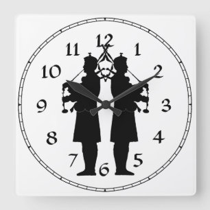 Reloj Cuadrado Silueta de gaiteros escoceses