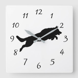 Reloj Cuadrado Silueta de perro pastor alemán saltando