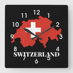 Reloj Cuadrado Silueta de Suiza