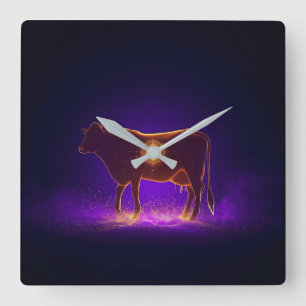 Reloj Cuadrado Silueta de vaca divina   Govardhan Puja Espiritual