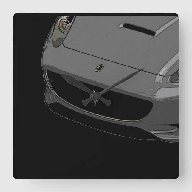 Reloj Cuadrado ~Silver Sportscar~ WALLCLOCK, PERSONALIZAR IT! (Anverso)