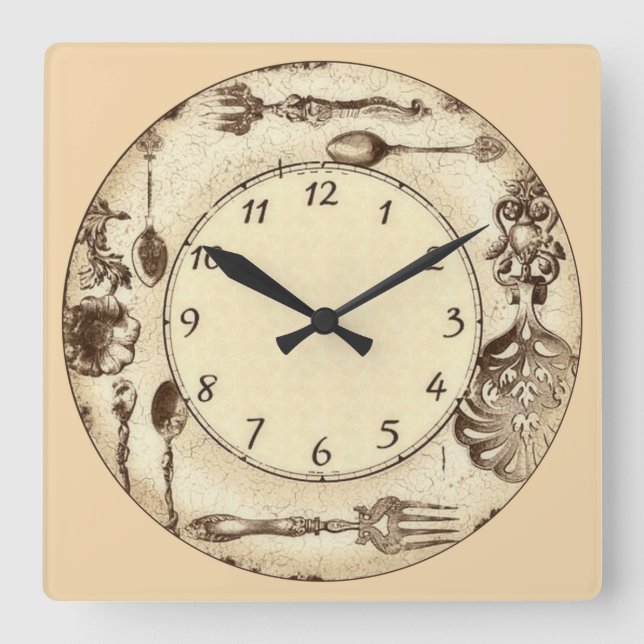 Reloj Cuadrado Silverware de época (Anverso)