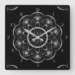 Reloj Cuadrado Silvery Filigree Mandala