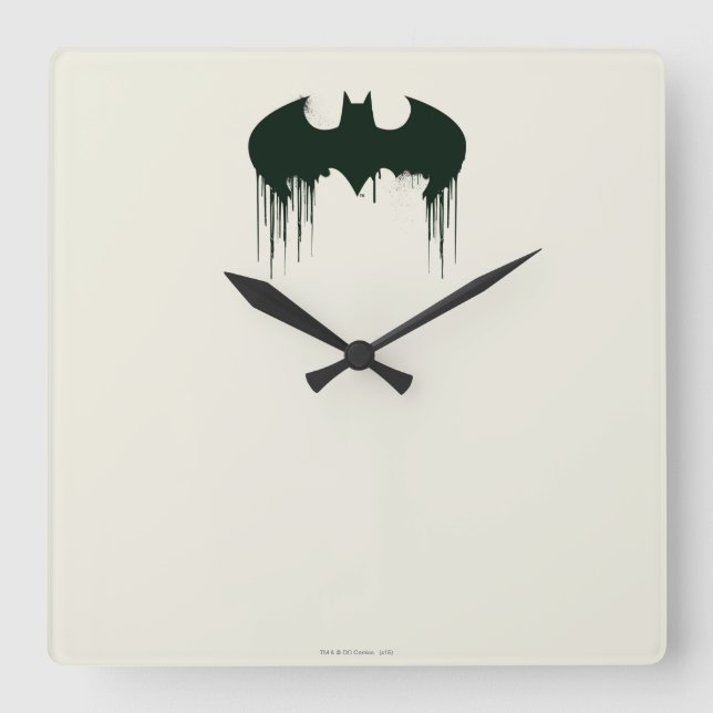Reloj Cuadrado Símbolo de Batman | Logo de Spraypaint (Anverso)