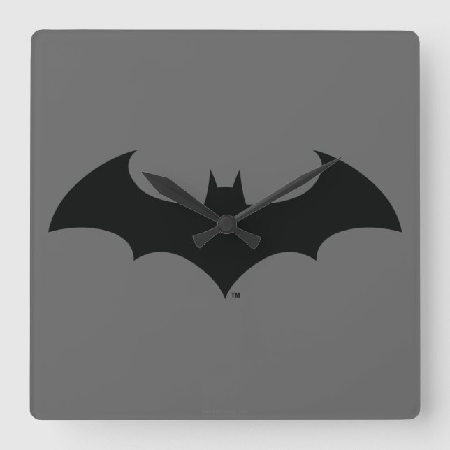 Reloj Cuadrado Símbolo de Batman | Logotipo de silueta simple (Anverso)