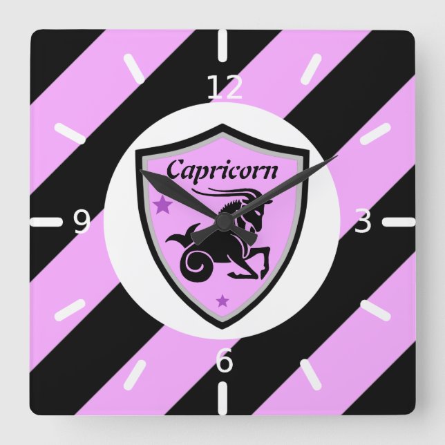 Reloj Cuadrado Símbolo de capricornio (Anverso)