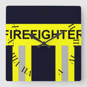 Reloj Cuadrado Símbolo de Feuerwehr Uniforme Blau Quadratische Wa