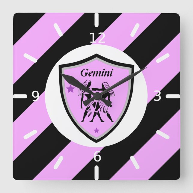 Reloj Cuadrado Símbolo de Gemini      (Anverso)