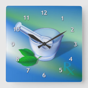 Reloj Cuadrado Símbolo de la farmacia