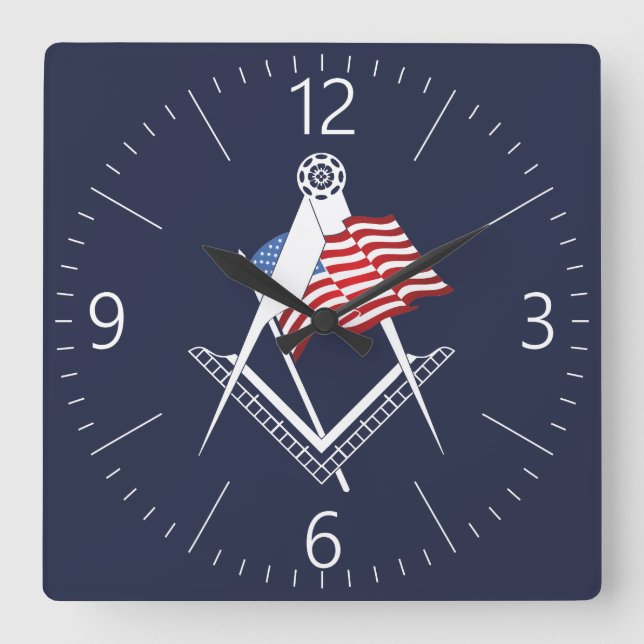 Reloj Cuadrado Símbolo de masonería de EE.UU. (Anverso)