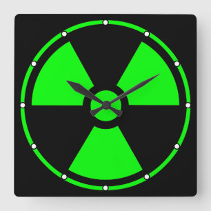 Reloj Cuadrado Símbolo de radiación radiactiva nuclear en puntos