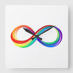 Reloj Cuadrado Símbolo infinito arcoiris en capas