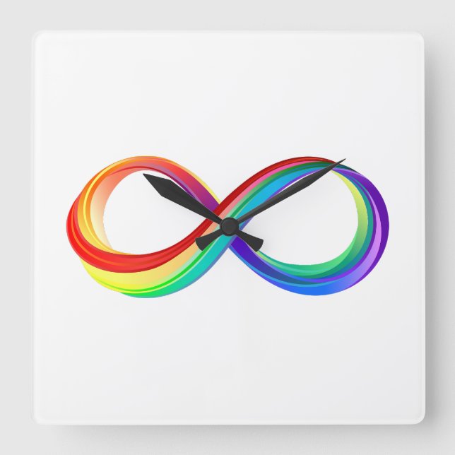 Reloj Cuadrado Símbolo infinito arcoiris en capas (Anverso)