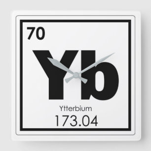 Reloj Cuadrado Símbolo químico del elemento ytterbium forma quími