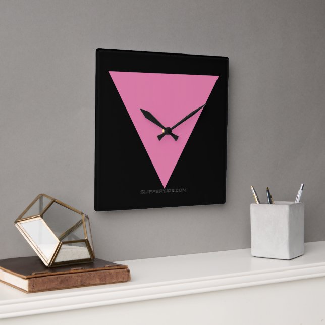 Reloj Cuadrado Símbolo rosa brillante de la bandera del triángulo (Oficina)