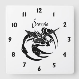 Reloj Cuadrado Símbolo y Rótulo de escorpio zodiaco