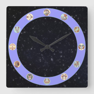 Reloj Cuadrado Símbolo zodiaco con estrellas
