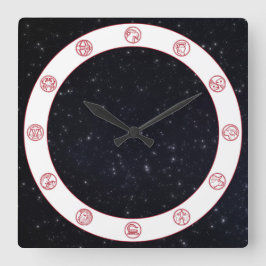 Reloj Cuadrado Símbolo zodiaco con estrellas