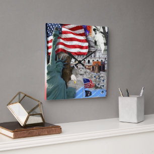 Reloj Cuadrado Símbolos americanos de EE. UU.