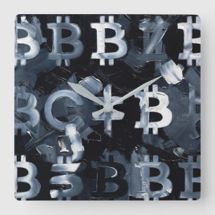 Reloj Cuadrado Símbolos de Bitcoin (Estilo: 2)