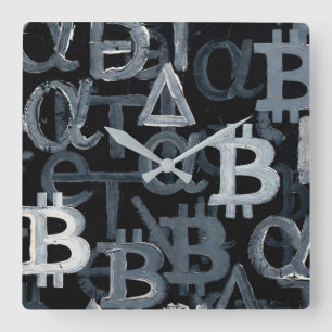 Reloj Cuadrado Símbolos de Bitcoin (Estilo: 6)