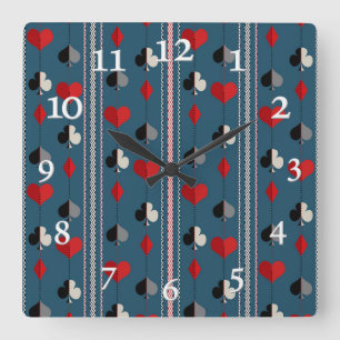 Reloj Cuadrado Símbolos de cartas de juego. Para amantes del póqu