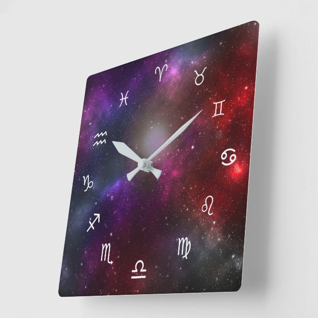 Reloj Cuadrado Símbolos zodiacales occidentales en un Starfield c (Ángulo)