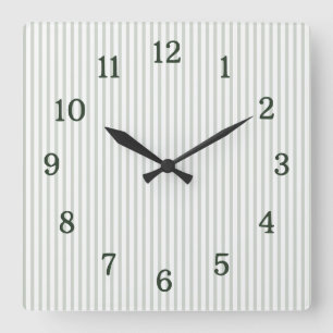 Reloj Cuadrado Simple Minimalista Verde Salvia Raya Vertical