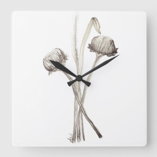 Reloj Cuadrado Simple Ramo de Flores Silvestres del Campo