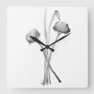 Reloj Cuadrado Simple Ramo de Flores Silvestres del Campo