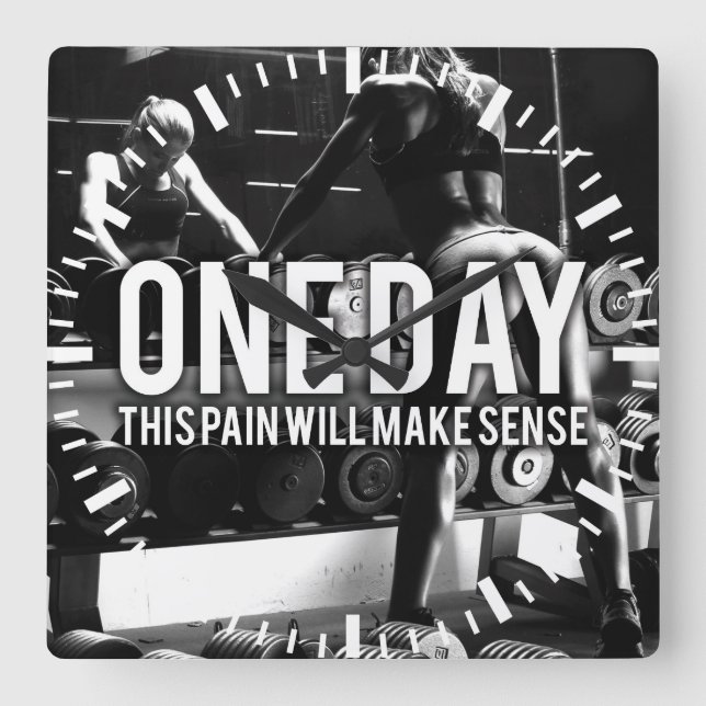 Reloj Cuadrado Sin dolor ni ganancia - Motivación del entrenamien (Anverso)