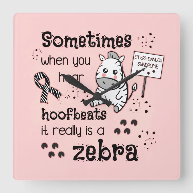 Reloj Cuadrado Síndrome de Ehlers-Danlos Conciencia de las cebras (Anverso)