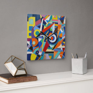 Reloj Cuadrado Sinfonía Cubista Cromática Diseño Geométrico