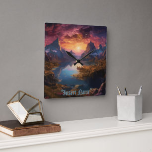 Reloj Cuadrado Sinfonía de montaña: Una mezcla armoniosa de color