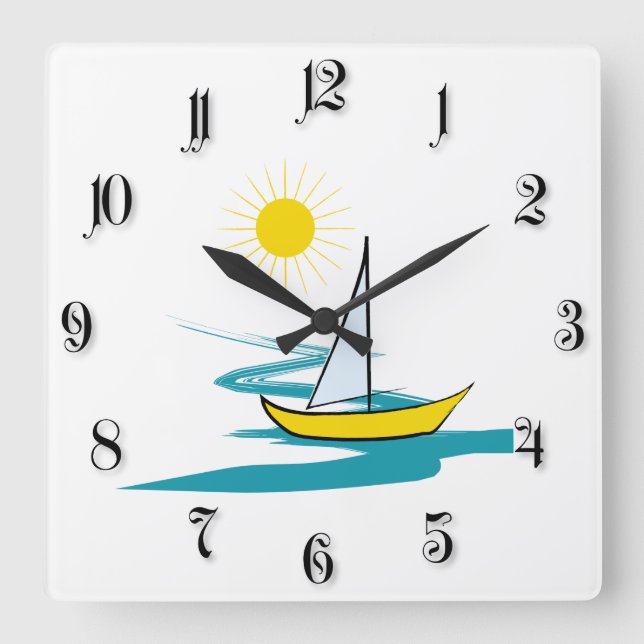 Reloj Cuadrado Single sailboat (Anverso)
