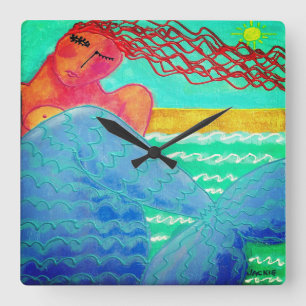 Reloj Cuadrado Sirena Abstracta Arte Luz Solar