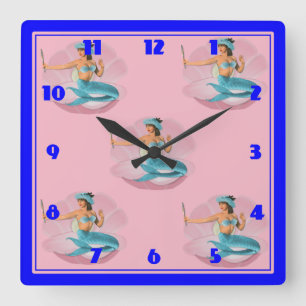Reloj Cuadrado Sirena colorida