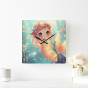 Reloj Cuadrado Sirena de oro en el mundo submarino