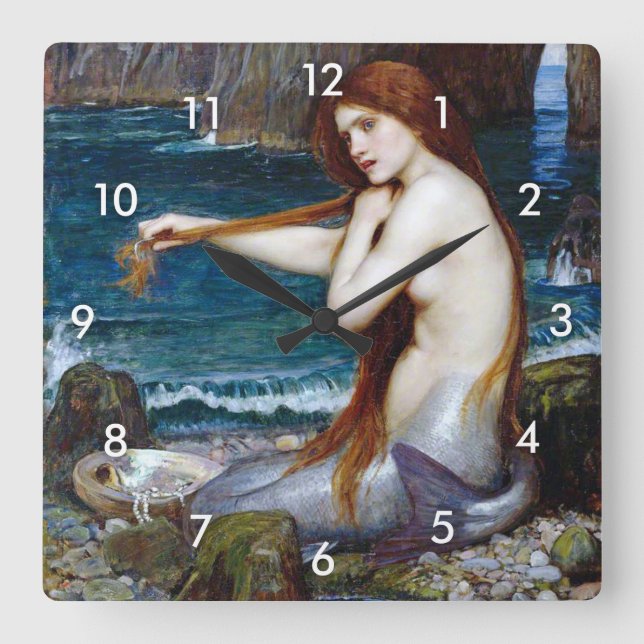 Reloj Cuadrado Sirena, John William Waterhouse (Anverso)