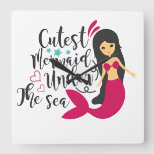Reloj Cuadrado Sirena Más Bonita Bajo El Mar