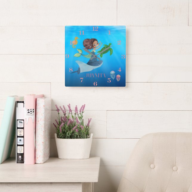 Reloj Cuadrado Sirena personalizada (Sala de lectura)