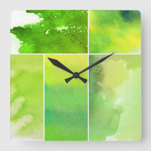 Reloj Cuadrado Sistema del extracto de la acuarela pintado a mano