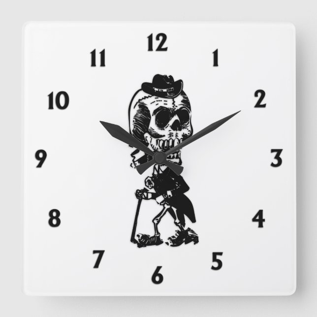 Reloj Cuadrado Skeleton Dapper con números negros (Anverso)