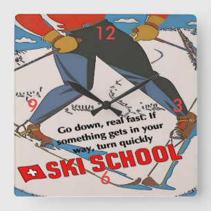 Reloj Cuadrado Ski School Funny