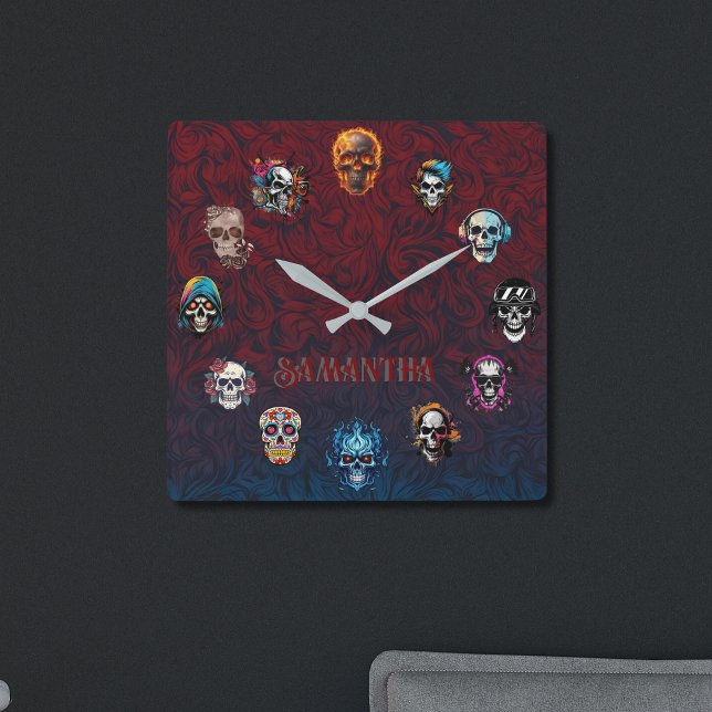 Reloj Cuadrado Skull Art (Subido por el creador)