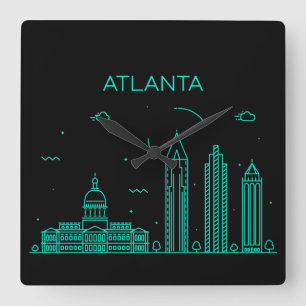Reloj Cuadrado Skyline de Atlanta